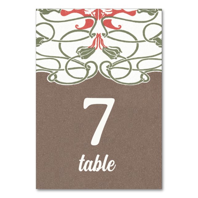 Art Nouveau Floral Elegance 2 Table Number (Front)