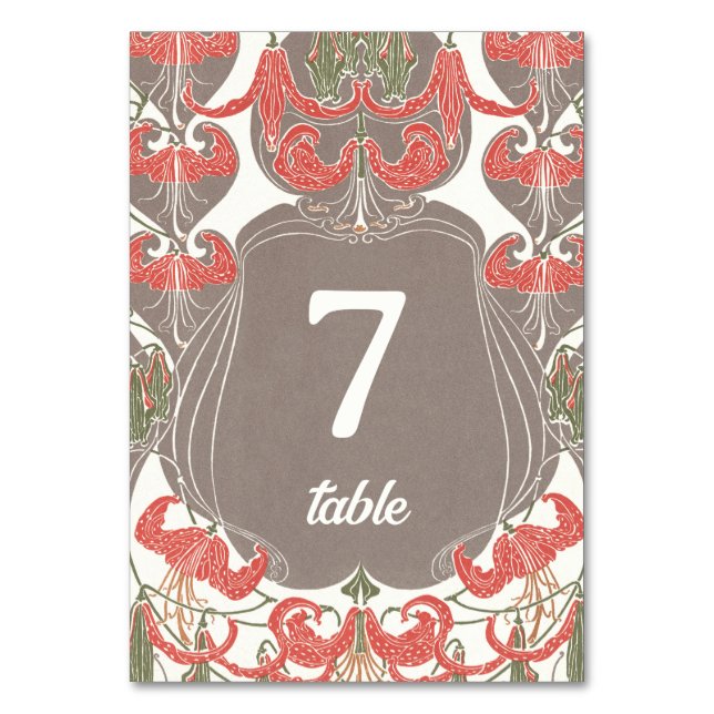 Art Nouveau Floral Elegance 2 Table Number (Front)