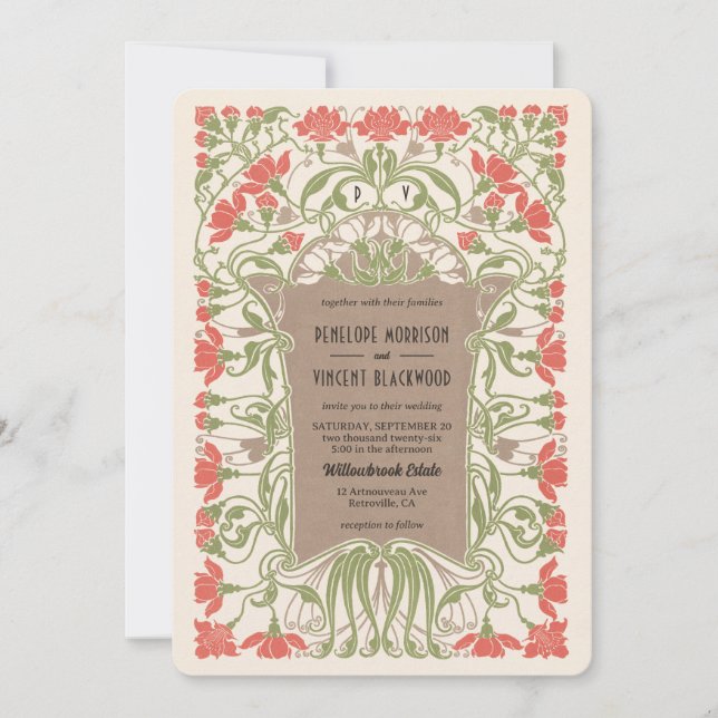 Art Nouveau Floral Elegance Invitation (Front)