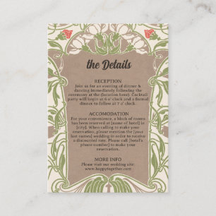 Art Nouveau Floral Elegance Wedding Details Enclosure Card