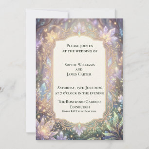 Art Nouveau Floral Fantasy Wedding Invitation