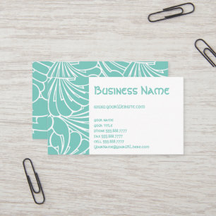 Art Nouveau Floral Flowers Chic Turquoise Pattern Business Card