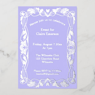Art nouveau floral frame foil invitation