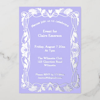 Art nouveau floral frame foil invitation
