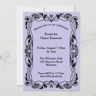 Art nouveau floral frame invitation