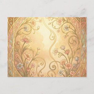 Art Nouveau Floral Frame Vintage Ornamental Border Postcard