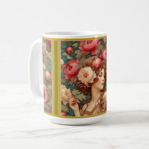 Art Nouveau Floral Fruit Woman Mug
