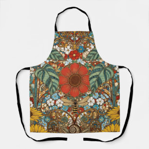 Art Nouveau Floral Garden – Sunflowers, Bee Apron