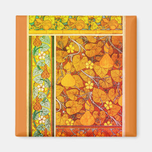 Art nouveau floral gourd elegant fall orange green magnet