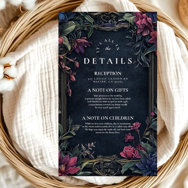 Art Nouveau Floral Halloween Wedding  Enclosure Card (Creator Uploaded)