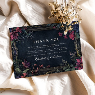 Art Nouveau Floral Halloween Wedding Thank You Card