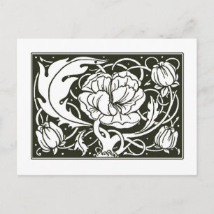 Art Nouveau Floral Illustration Postcard