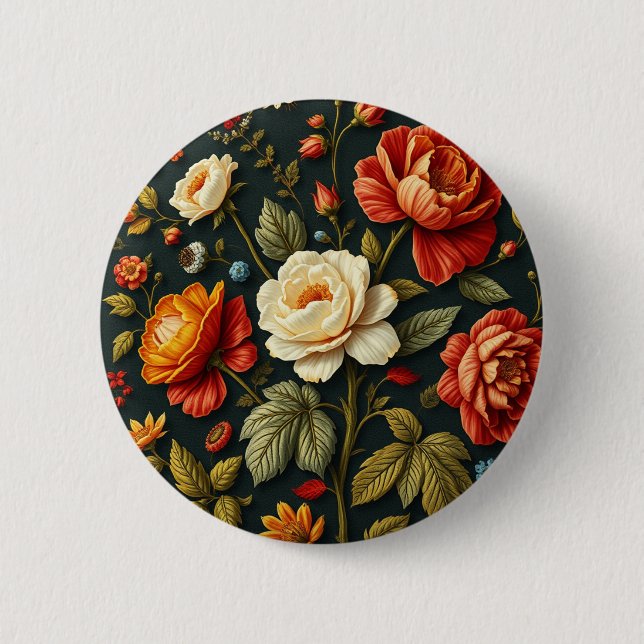 Art Nouveau Floral   - Live life in full bloom  6 Cm Round Badge (Front)