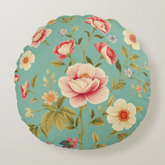 Art Nouveau Floral - Live life in full bloom Round Cushion