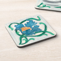 Art Nouveau Floral Majolica Faux Relief