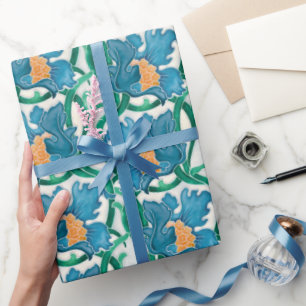 Art Nouveau Floral Majolica Pattern Wrapping Paper