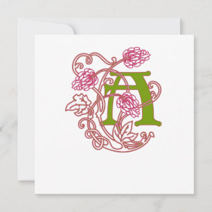 Art Nouveau Floral monogram A Invitation