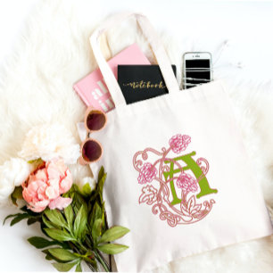 Art Nouveau Floral monogram A Tote Bag