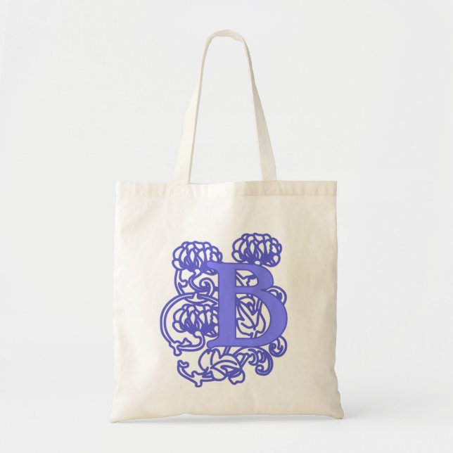 Art Nouveau Floral monogram B Tote Bag (Front)