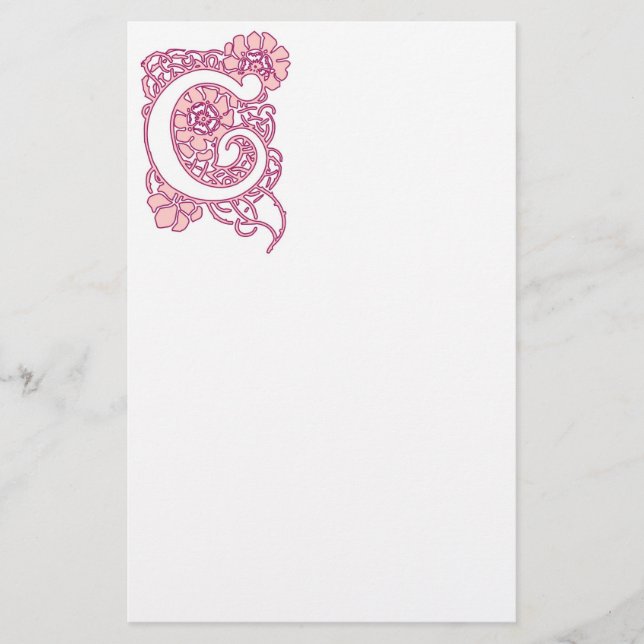 Art Nouveau Floral Monogram C Stationery (Front)