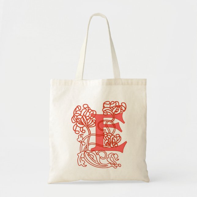 Art Nouveau Floral monogram E Tote Bag (Front)
