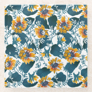 Art Nouveau, floral pattern. Glass Coaster