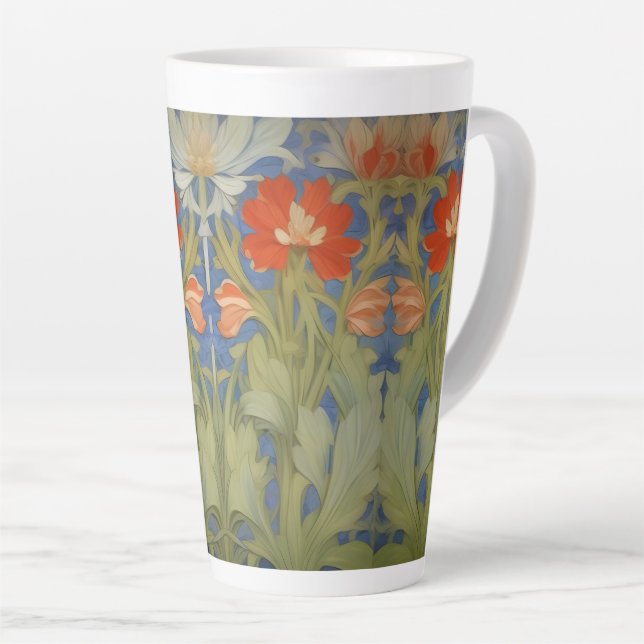 Art nouveau floral pattern latte mug (Right Angle)