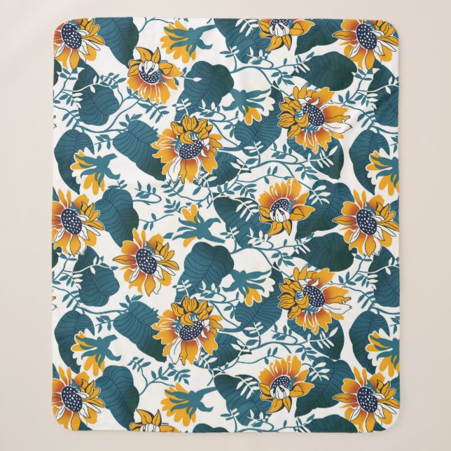 Art Nouveau, floral pattern. Sherpa Blanket (Front)