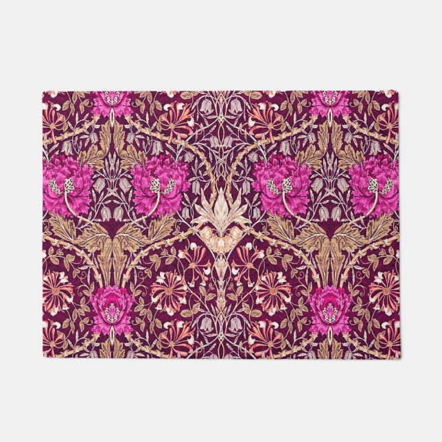 Art Nouveau Floral, Plum, Beige and Deep Purple Doormat (Front)