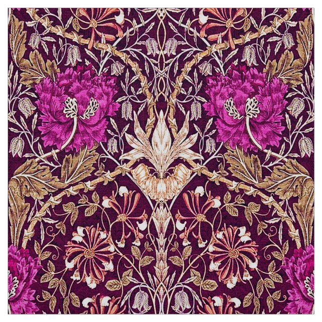 Art Nouveau Floral, Plum, Beige and Deep Purple Fabric (Swatch)