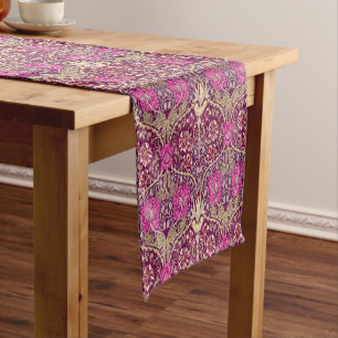 Art Nouveau Floral, Plum, Beige and Deep Purple Short Table Runner