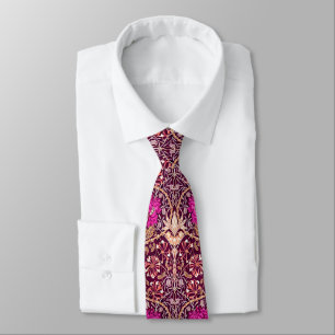 Art Nouveau Floral, Plum, Beige and Deep Purple Tie