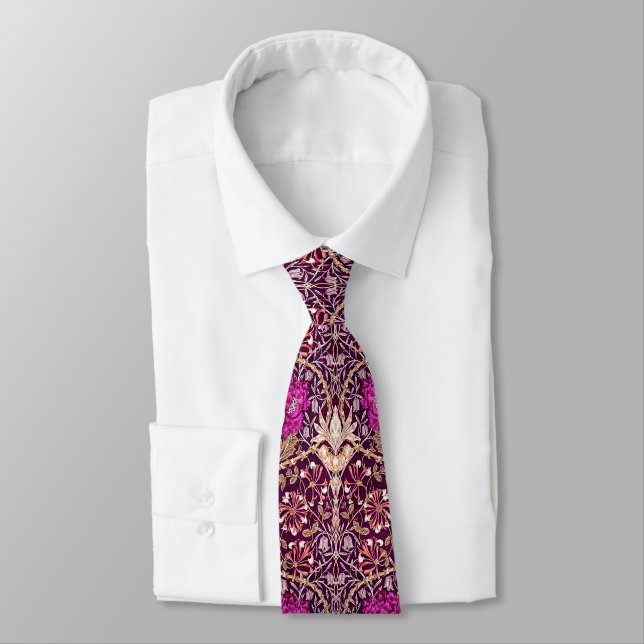 Art Nouveau Floral, Plum, Beige and Deep Purple Tie (Tied)