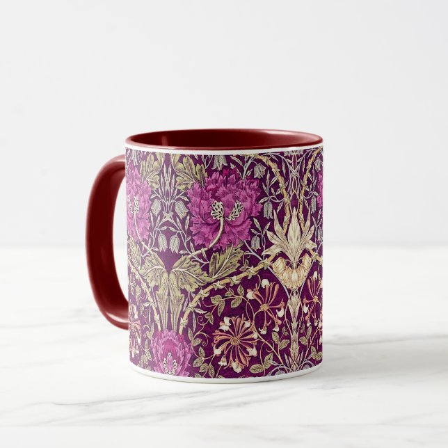 Art Nouveau Floral, Plum, Beige and Maroon Mug (Front Left)