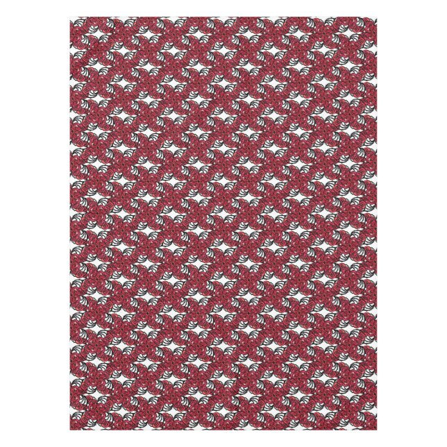 Art Nouveau Floral red and black rose vines design Tablecloth (Front)