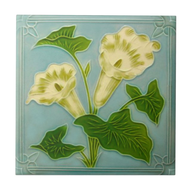 Art Nouveau Floral Repro Olivant Faux Moulded Tile (Front)