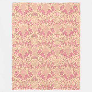 Art Nouveau floral soft pink rose pattern Fleece Blanket