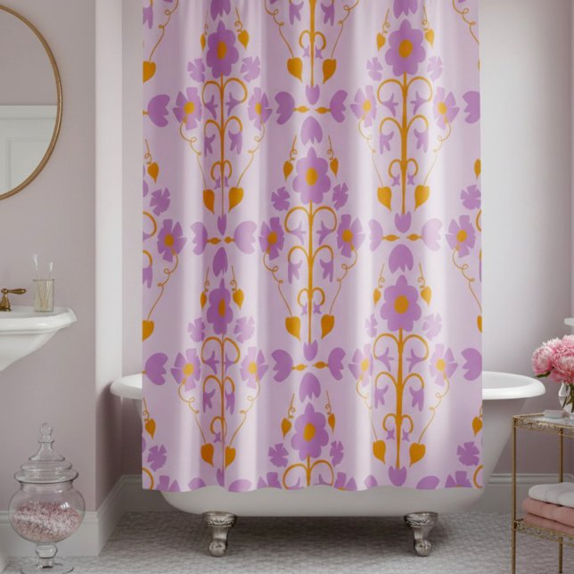 Art Nouveau Floral Soft Purple  Shower Curtain (Where steam meets style, your daily escape. So go ahead and make it beautiful with this curtain.)