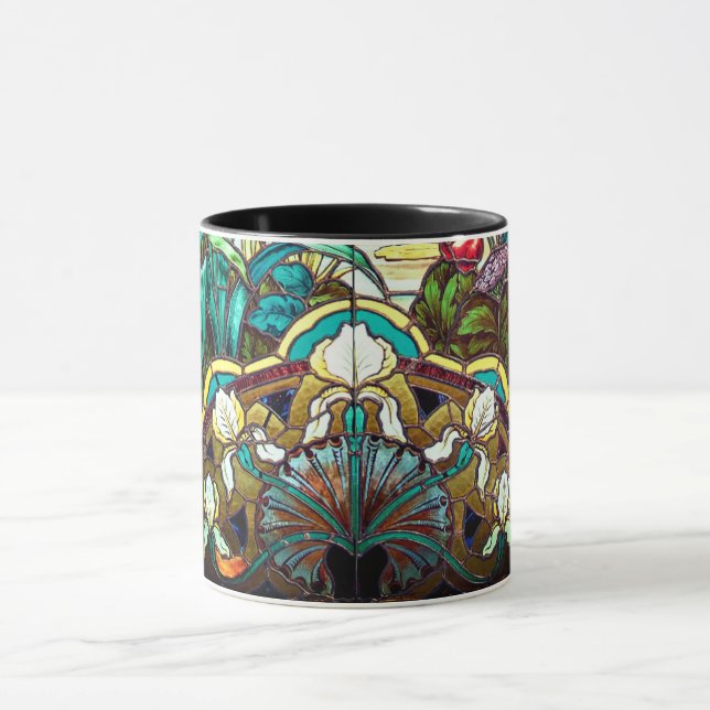 Art nouveau floral stained glass look mug (Center)