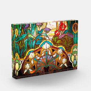 Art nouveau floral stained glass look photo block