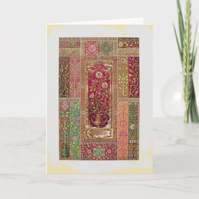 Art nouveau floral tapestry rug look card (Front)