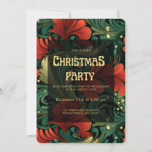 Art Nouveau Floral Template Christmas Party Invite