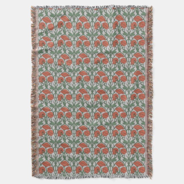 Art Nouveau Floral Throw Blanket (Front Vertical)