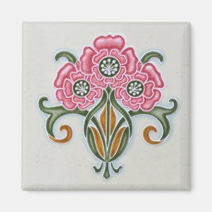Art Nouveau Floral Tile Magnet