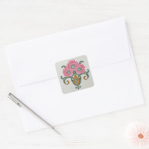 Art Nouveau Floral Tile Square Sticker