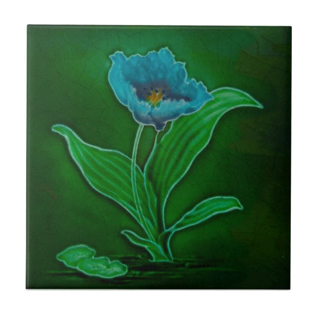 Art Nouveau Floral Tubelined Repro Richards Tile (Front)