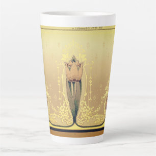Art nouveau floral tulip pink and gold elegant latte mug