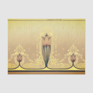 Art nouveau floral tulip pink and gold elegant tissue paper