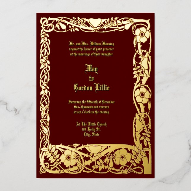 Art Nouveau Floral Vine Border By Lilien Wedding (Front)