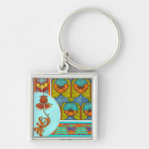 Art nouveau floral vintage flower victorian key ring